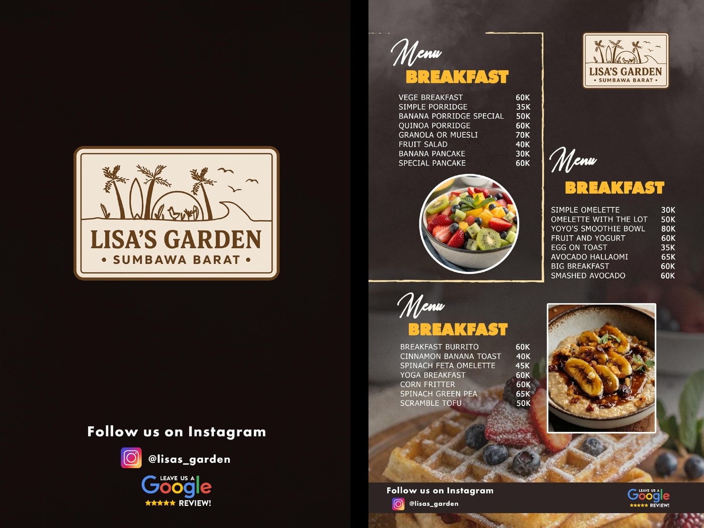 Lisa's Garden breakfast menu