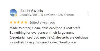 Google review from a Lisa's Garden guest
