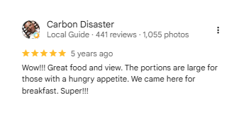 Google review from a Lisa's Garden guest