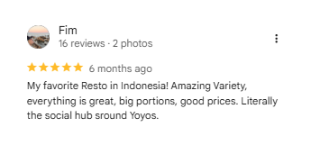 Google review from a Lisa's Garden guest